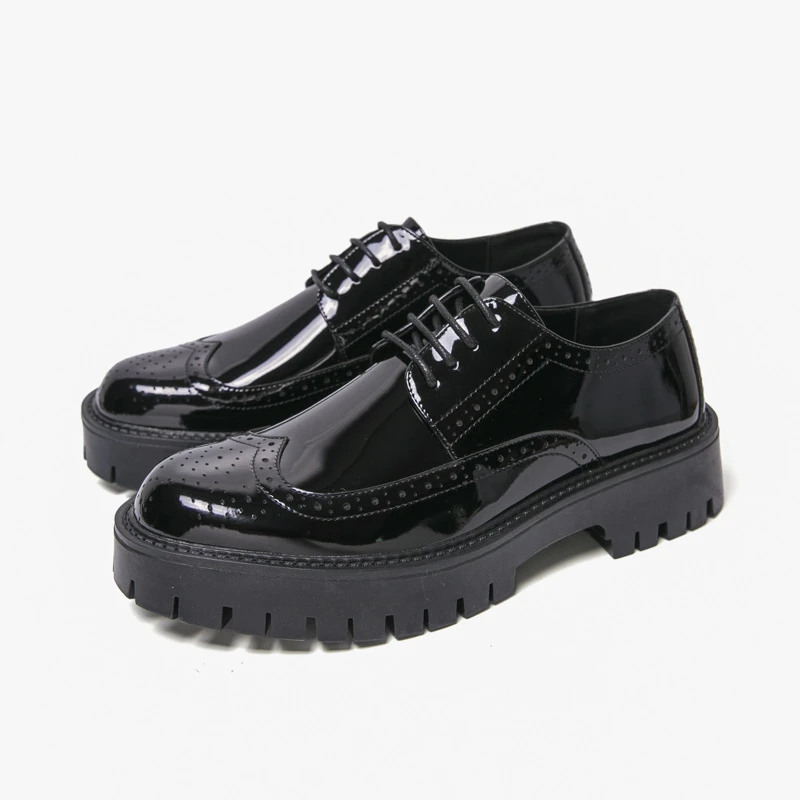 Chaussures Derby Brogue en Cuir pour Hommes, Style Classique Vintage, Semelle Épaisse, Chaussures Habillées Décontractées pour Affaire